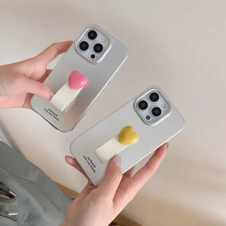 K22864 ぷっくりハートのメタリックiPhoneケース
