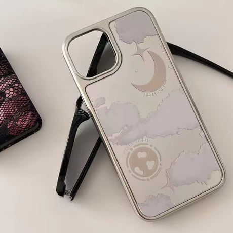 S74171 ムーン＆クラウド シルバーフレーム iPhoneケース