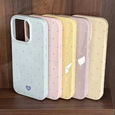 S75063 ドットハートパステル iPhoneケース