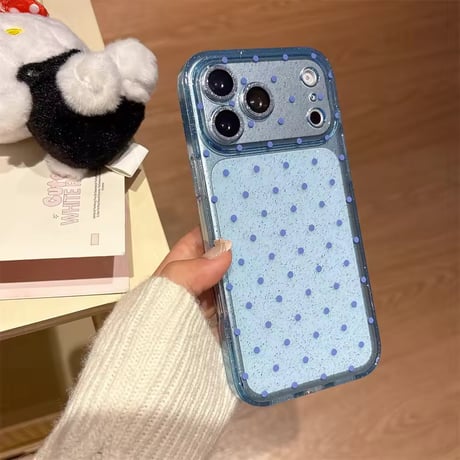 L62398 ドット柄 グリッタークリア iPhoneケース