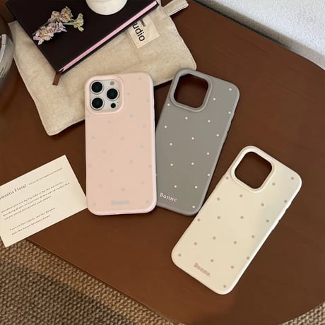 S74793 BonneドットのやさしいマットiPhoneケース