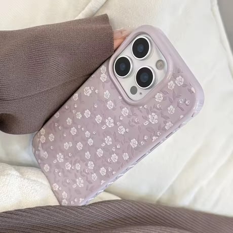 S75207 くすみローズフラワー iPhoneケース