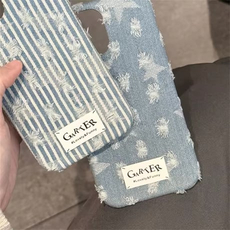 S74460 デニムタッチ刺繍iPhoneケース