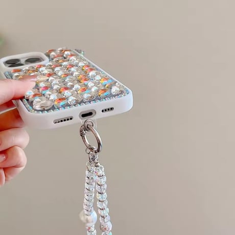 【即納商品】K22958 ビジューベア ストラップ付き iPhoneケース