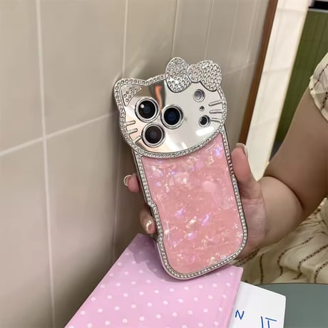 S75597 キラキラキャットフェイスiPhoneケース