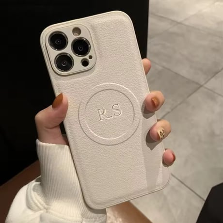 名入れオリジナルケース S74545 イニシャルエンボスレザー風iPhoneケース