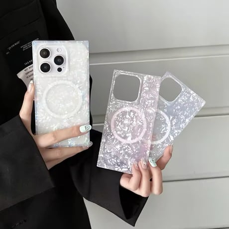S74561 きらめきシェル柄iPhoneケース