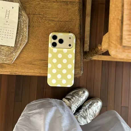 K23162 ドットハート MagSafeグリップ付きiPhoneケース