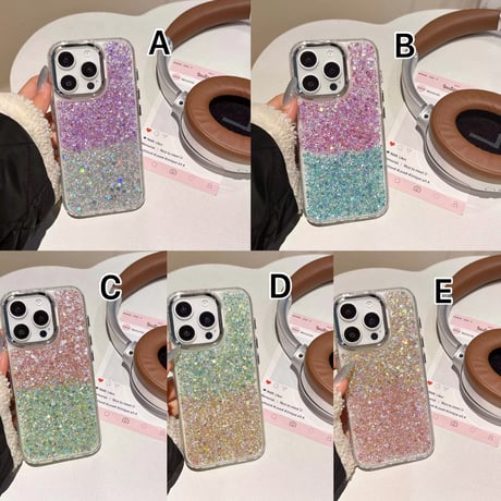 S74615 きらめきグラデーションのラメiPhoneケース