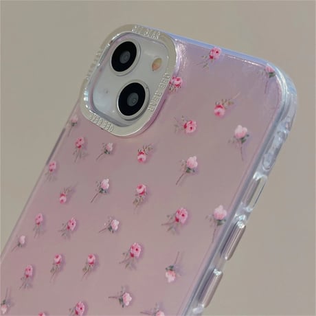 S73974  きらめきローズのピンクグラデiPhoneケース