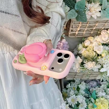S75474 ぷっくりチューリップグリップiPhoneケース