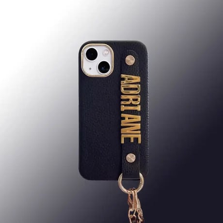 K22414  カスタムネーム ストラップ付きiPhoneケース