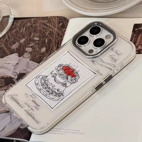 L62366 ケーキスケッチのクリア iPhoneケース