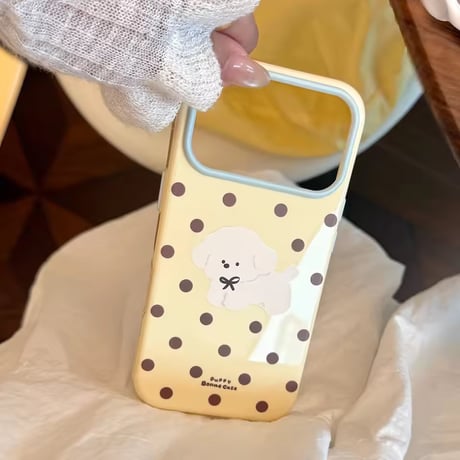 S75644 もこもこわんこのドットiPhoneケース