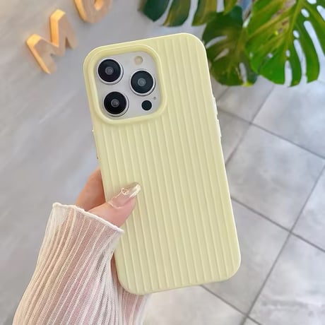 S74538 くすみカラーのリブデザインiPhoneケース
