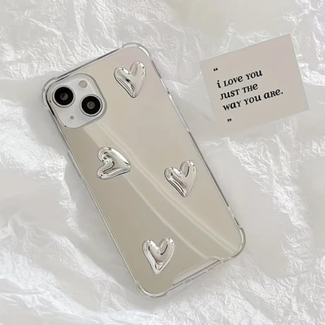 L62268 シルバーハートミラー iPhoneケース