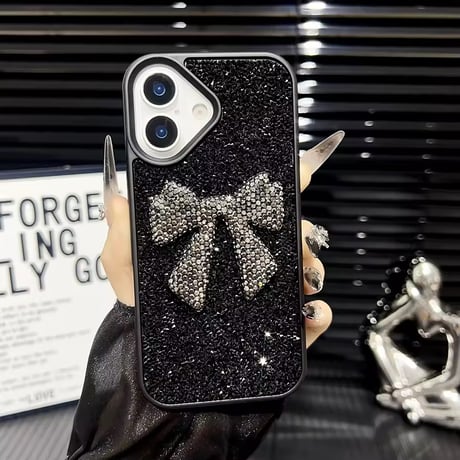 S75218 シャイニーリボン グリッターiPhoneケース
