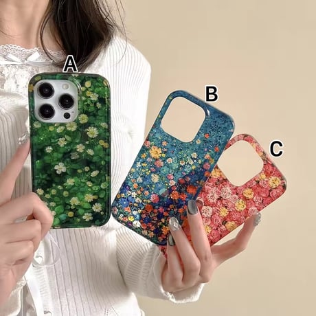 S74713 押し花アートの彩りiPhoneケース