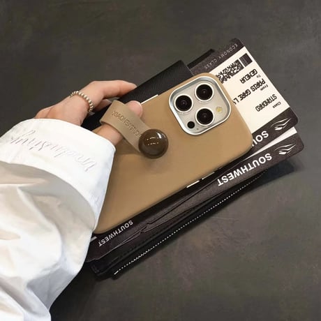 K22573 ハンドストラップ付き シンプルレザー風 iPhoneケース