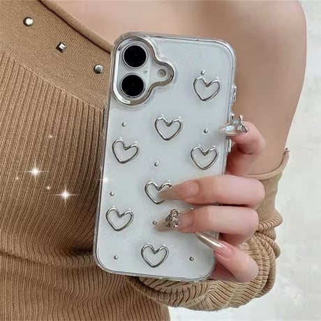 L62099 シルバーハートクリア iPhoneケース