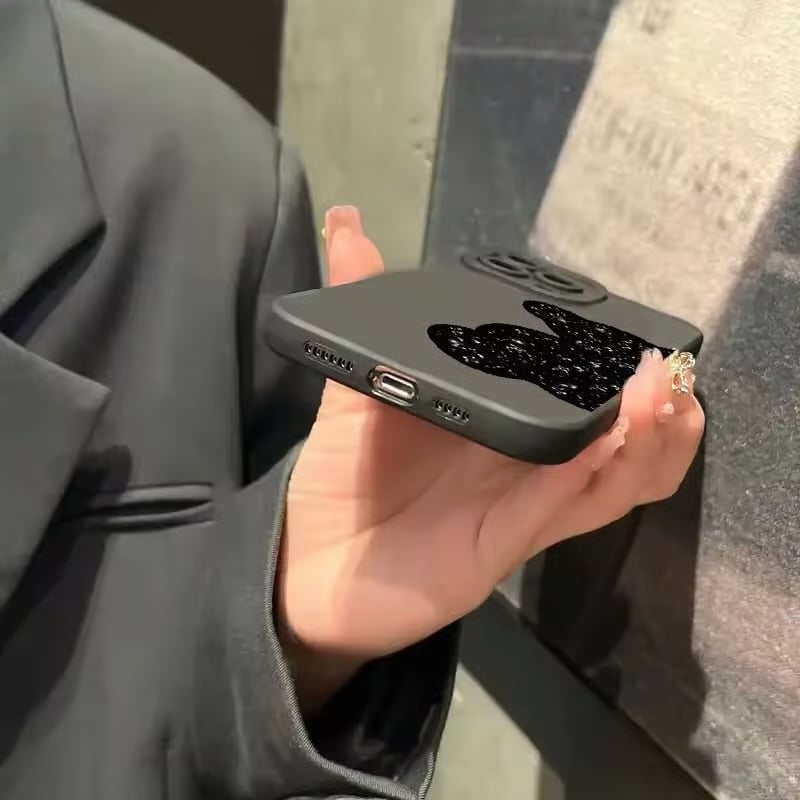 即納商品】S74550 ブラックグリッターくまiPhoneケース | nanomita