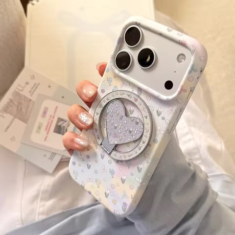 K23160 ハートリングフラワー MagSafeグリップ付きiPhoneケース