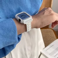 N00065 クリアチェーン＆ホワイトタフのApplewatchベルト