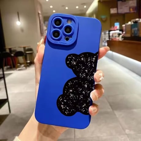 【即納商品】S74550 ブラックグリッターくまiPhoneケース