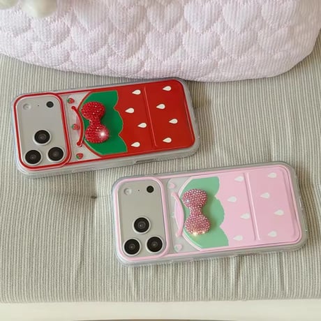 K23078 いちごリボンスタンドiPhoneケース