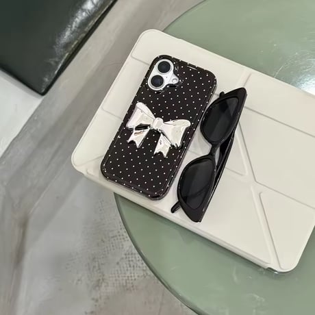 S74966 シルバーリボンドット iPhoneケース