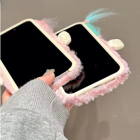S75252 もこもこツインヘア ぬいぐるみ風 iPhoneケース