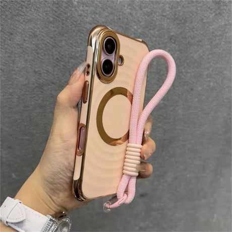 K22671 MagSafe対応ゴールドサークルストラップ iPhoneケース