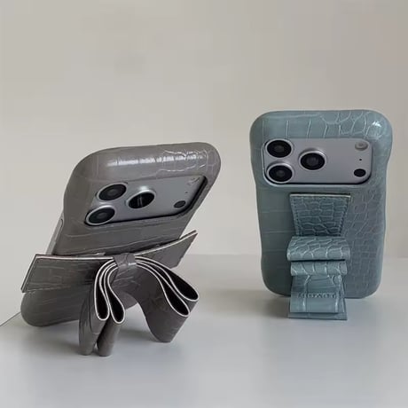 K23035 クロコ調リボンスタンド付き iPhoneケース