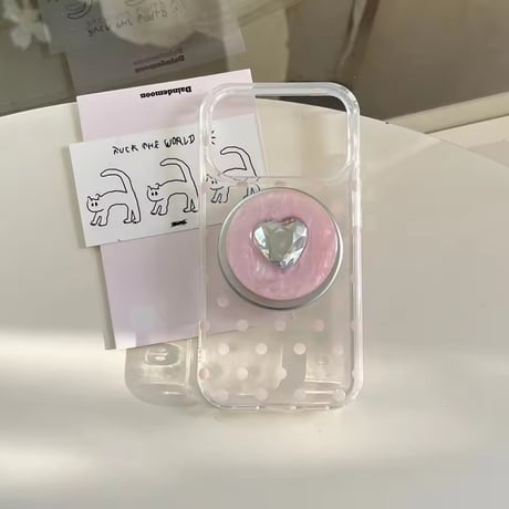 K23173 ジュエルハート MagSafeグリップ付きドットiPhoneケース
