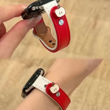N00201 りんごワンポイントレザー Apple Watchバンド