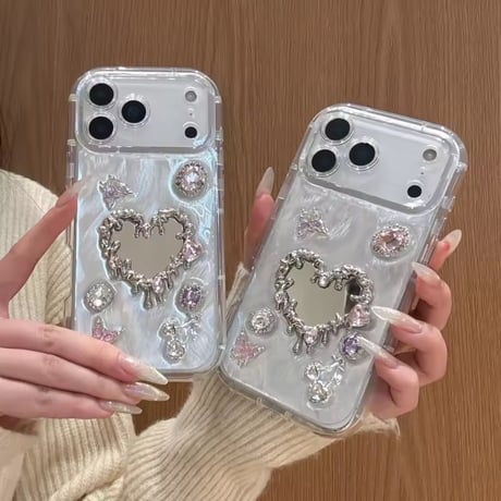 S75574 ジュエルハートミラー iPhoneケース