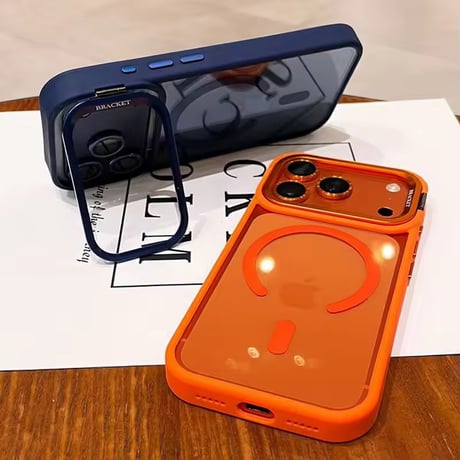 K23022 カラーフレームストラップMagSafeクリアiPhoneケース
