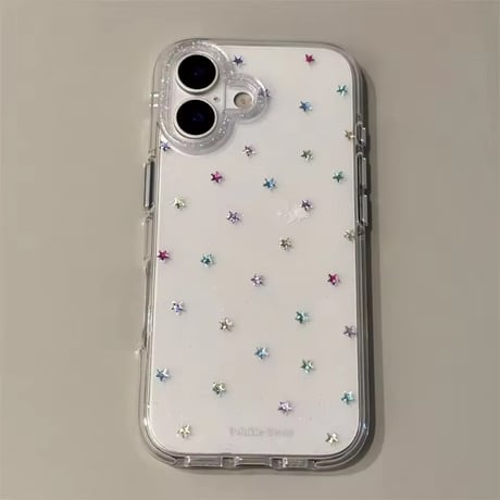 L62383 カラフル星ちりばめ クリアiPhoneケース
