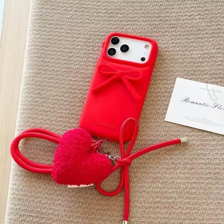 K23030 ハートチャーム付きリボンiPhoneケース