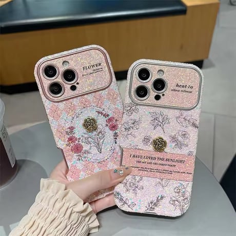 S75091 シャイニーガーリーフラワー iPhoneケース