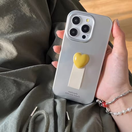 K22864 ぷっくりハートのメタリックiPhoneケース