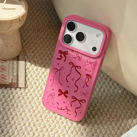 S75390 リボンシャワー ピンクiPhoneケース