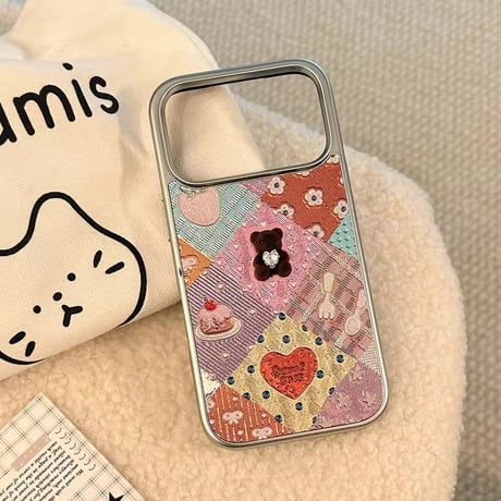 S75440 パッチワークハートベアiPhoneケース
