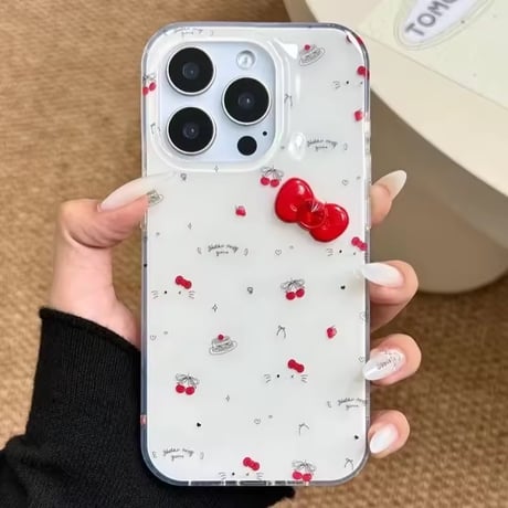 S75358 チェリードットリボン iPhoneケース