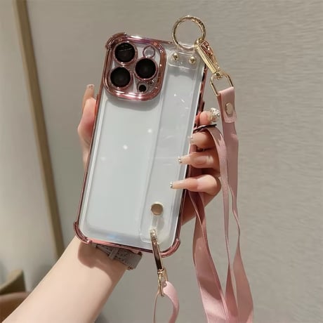K22644 2wayストラップ＆スタンド クリアiPhoneケース