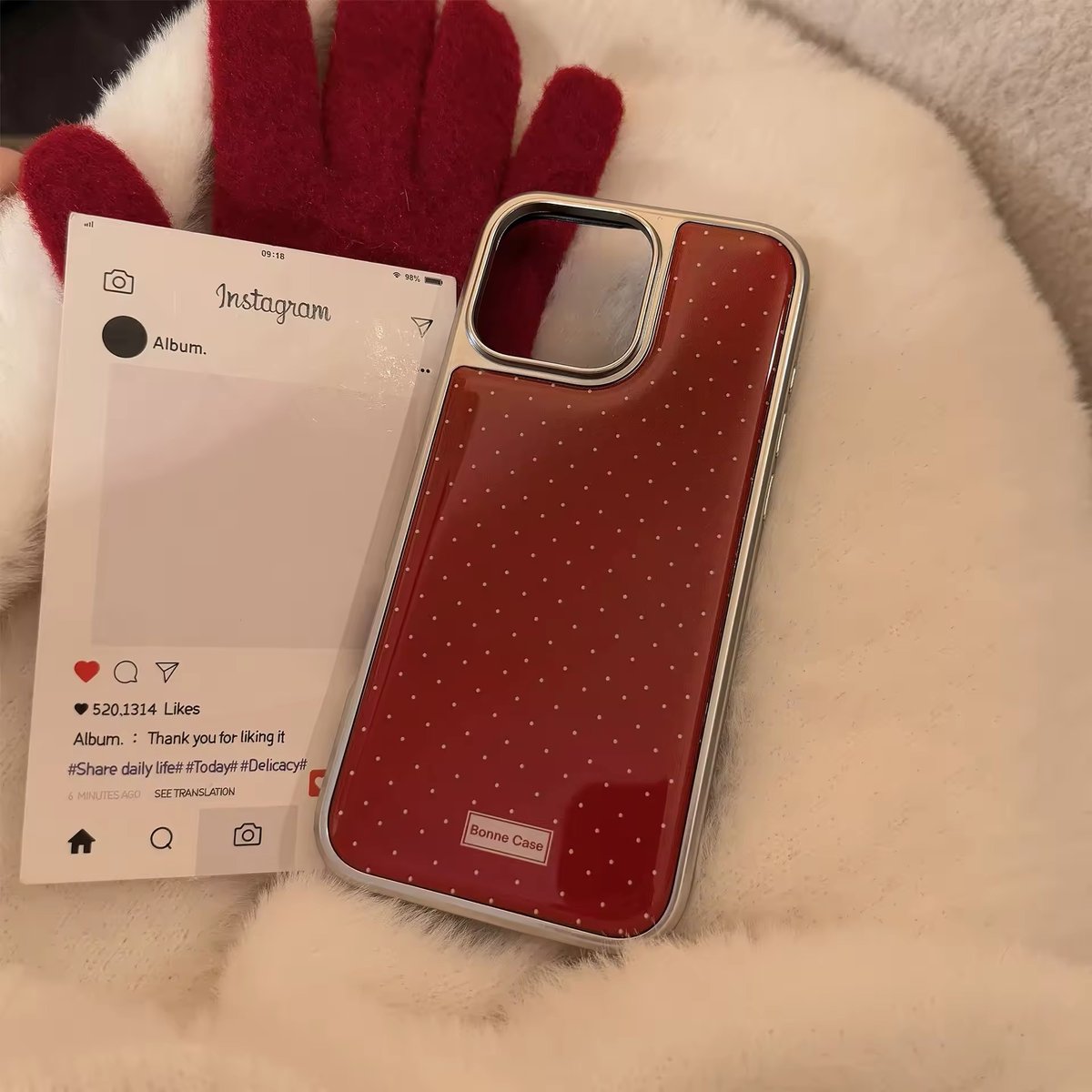 S74506 チェリーレッドドットiPhoneケース | nanomita