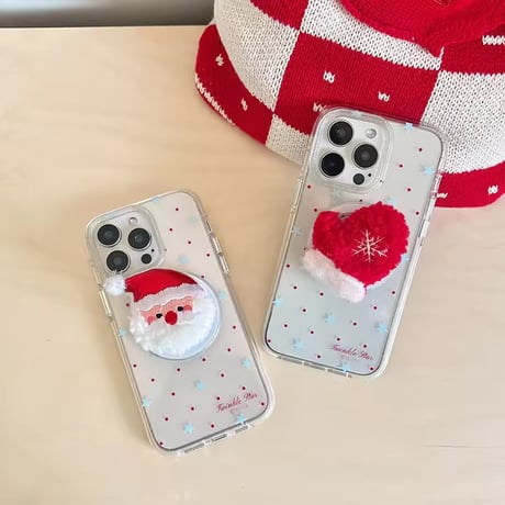 P0371 サンタとぼうしのふわもこMagSafeグリップ