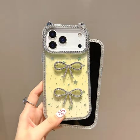 L62342 リボンスターグリッターiPhoneケース