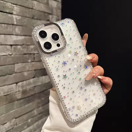 L62427 スターダストグリッタークリアiPhoneケース