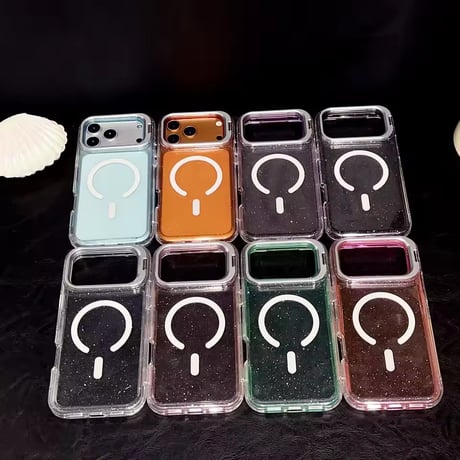 K23039 ラメ入りクリアスタンドiPhoneケース